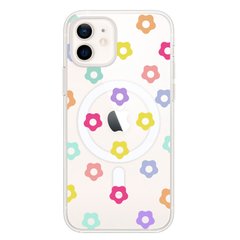 Чехол прозрачный Print Flower Color with MagSafe для iPhone 12 MINI Flower rainbow купить