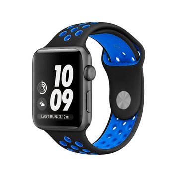 Ремешок Nike Sport Band для Apple Watch 42mm | 44mm | 45mm | 46mm | 49mm Black/Blue - ash-mobile.com.ua - фото 1