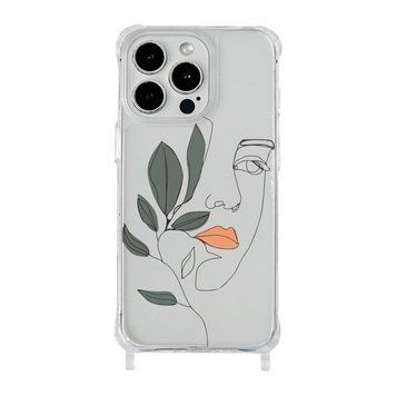 Чохол прозорий з ремінцем Print Leaves для iPhone 14 Plus Face - ash-mobile.com.ua - фото 1