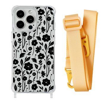 Чохол прозорий з ремінцем Print Flower для iPhone 7 Plus | 8 Plus Floral Black/Yellow - ash-mobile.com.ua - фото 1