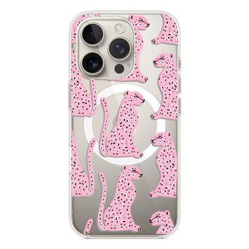 Чохол прозорий Print Meow with MagSafe для iPhone 17 PRO MAX Leopard Pink