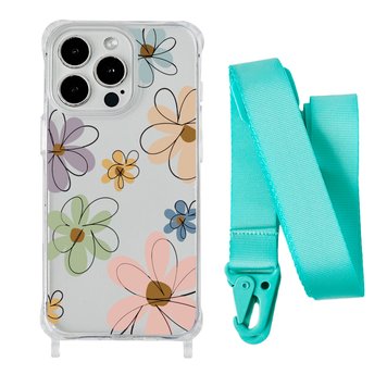 Чохол прозорий з ремінцем Print Flower для iPhone 16 PRO MAX Spring Breeze/Spearmint - ash-mobile.com.ua - фото 1