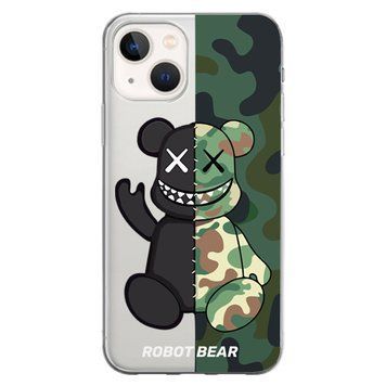 Чохол прозорий Print Robot Bear для iPhone 13 Green - ash-mobile.com.ua - фото 1