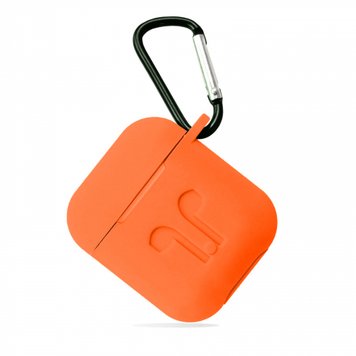 Чохол силіконовий LOGO з карабіном для AirPods 1 | 2 Orange - ash-mobile.com.ua - фото 1