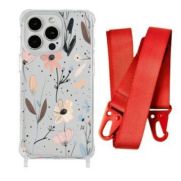 Чохол прозорий з ремінцем Print Flower для iPhone X | XS Floral Dream/Red - ash-mobile.com.ua - фото 1