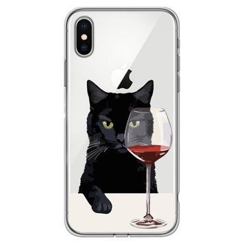 Чохол прозорий Print Mood swings для iPhone X | XS Cat Wine - ash-mobile.com.ua - фото 1