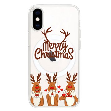 Чохол прозорий Print NEW YEAR with MagSafe для iPhone XS MAX Three deer - ash-mobile.com.ua - фото 1