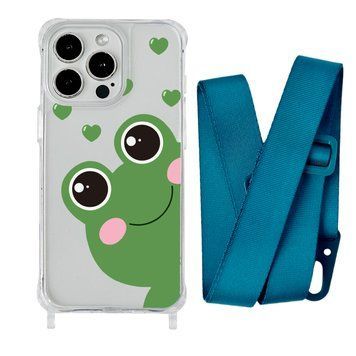 Чохол прозорий з ремінцем Print Happy Nice для iPhone 14 PRO MAX Frog/Forest Green - ash-mobile.com.ua - фото 1