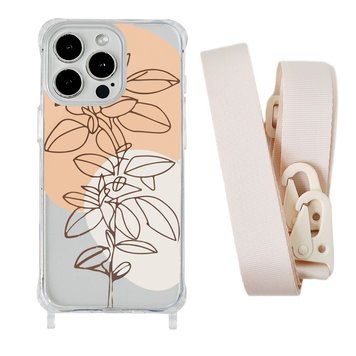 Чехол прозрачный с ремешком Print Leaves для iPhone 13 PRO MAX Flowerpot/Antique White - ash-mobile.com.ua - фото 1