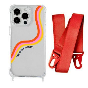 Чохол прозорий з ремінцем Print Mood swings для iPhone X | XS Live in the moment/Red - ash-mobile.com.ua - фото 1