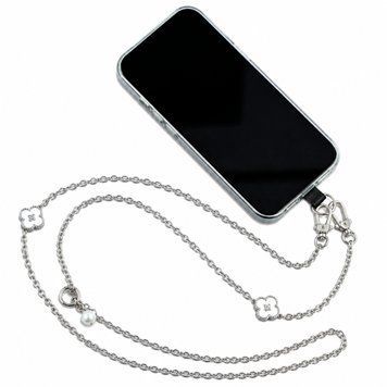 Ремінець для смартфону Metal crossbody chain - (White flower - Silver) - ash-mobile.com.ua - фото 1