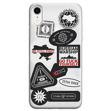 Чохол прозорий Print NO WAR для iPhone XR Стікер - ash-mobile.com.ua - фото 1