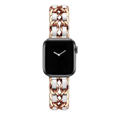 Ремешок Chanel Leather для Apple Watch 42mm | 44mm | 45mm | 49mm Rose Gold/White