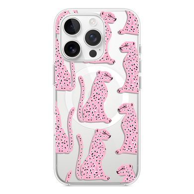 Чохол прозорий Print Meow with MagSafe для iPhone 17 PRO MAX Leopard Pink