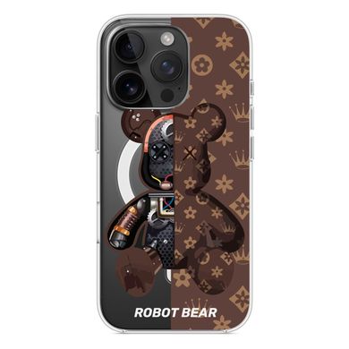 Чехол прозрачный Print Robot Bear with MagSafe для iPhone 16 PRO Brown - ash-mobile.com.ua - фото 3