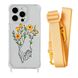 Чохол прозорий з ремінцем Print Leaves для iPhone XR Hands Flower/Yellow