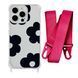 Чехол прозрачный с ремешком Print Flower Color для iPhone X | XS Black/Rose Red