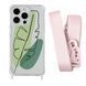 Чехол прозрачный с ремешком Print Leaves для iPhone 11 PRO MAX Green/Pink Sand