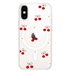 Чехол прозрачный Print Cherry Land with MagSafe для iPhone X | XS Small Cherry купить
