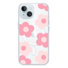Чохол прозорий Print Flower Color with MagSafe для iPhone 13 MINI Pink