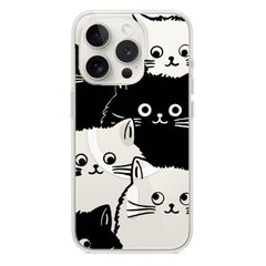 Чохол прозорий Print Animals with MagSafe для iPhone 11 PRO MAX Cats Black/White купити