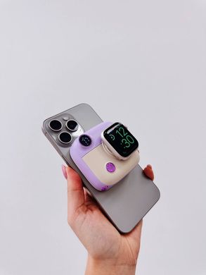 Портативна Батарея Dual wireless charging для iPhone + Apple Watch 10000mAh Purple купити