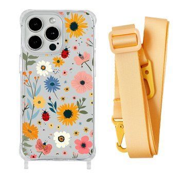 Чехол прозрачный с ремешком Print Flower для iPhone X | XS Sunflower/Yellow - ash-mobile.com.ua - фото 1