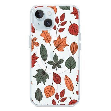 Чехол прозрачный Print AUTUMN with MagSafe для iPhone 15 Leaves Brown/Yellow/Green - ash-mobile.com.ua - фото 1