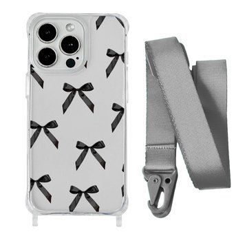 Чехол прозрачный с ремешком Print Mood swings для iPhone 17 Bow Black/Silver