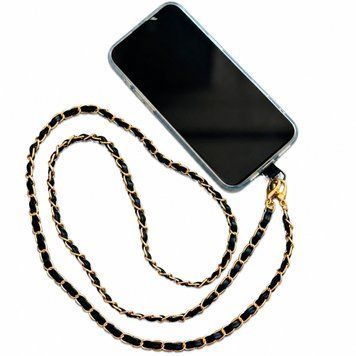 Ремешок для смартфона Leather metal crossbody chain - Black - ash-mobile.com.ua - фото 1