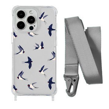 Чехол прозрачный с ремешком Print Happy Nice для iPhone X | XS Swallows/Silver - ash-mobile.com.ua - фото 1