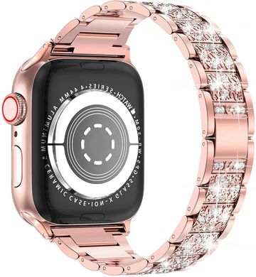 Ремешок 3-bead Diamond Metal Band для Apple Watch 42/44/45/49 mm Rose Gold