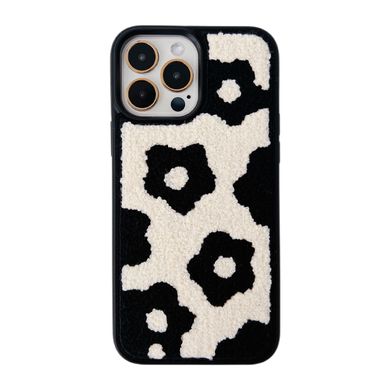 Чехол Plush Case для iPhone 13 PRO MAX Flower Biege/Black