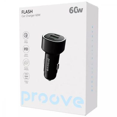 Автомобильное ЗУ Proove Flash 60W (2 Type-C + USB) Black - ash-mobile.com.ua - фото 2