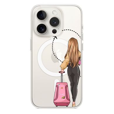 Чехол прозрачный Print Adventure Girls with MagSafe для iPhone 11 PRO MAX Pink Bag купить
