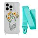 Чохол прозорий з ремінцем Print Leaves для iPhone XR Hands Flower/Spearmint