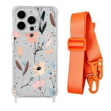 Чохол прозорий з ремінцем Print Flower для iPhone 11 PRO MAX Floral Dream/Orange - ash-mobile.com.ua - фото 1