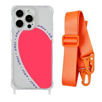 Чохол прозорий з ремінцем Print Mood swings для iPhone X | XS Heart Amor/Orange - ash-mobile.com.ua - фото 1