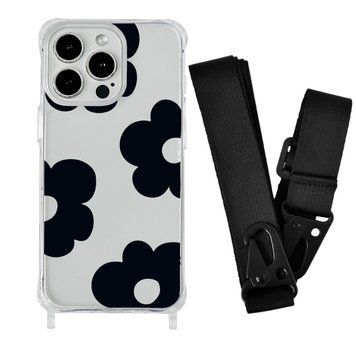 Чехол прозрачный с ремешком Print Flower Color для iPhone X | XS Black/Black - ash-mobile.com.ua - фото 1