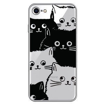 Чохол прозорий Print Animals для iPhone 16e | 17e Cats Black/White - ash-mobile.com.ua - фото 1