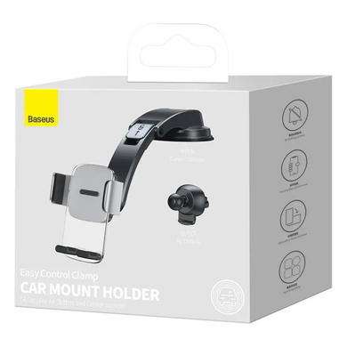 Автодержатель Baseus Easy Control Clamp Pyste Type + Air Outlet set Black - ash-mobile.com.ua - фото 4