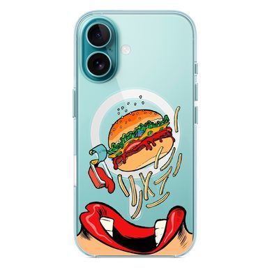 Чехол прозрачный Print FOOD with MagSafe для iPhone 17 Burger eat