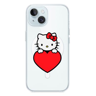 Чехол прозрачный Print Hello Kitty with MagSafe для iPhone 15 Love