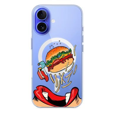 Чехол прозрачный Print FOOD with MagSafe для iPhone 17 Burger eat