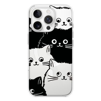 Чохол прозорий Print Animals with MagSafe для iPhone 17 PRO Cats Black/White