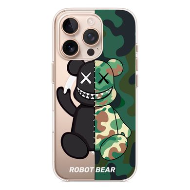 Чехол прозрачный Print Robot Bear with MagSafe для iPhone 16 PRO Green - ash-mobile.com.ua - фото 4