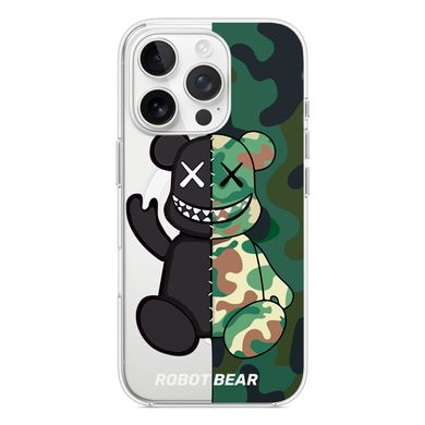 Чехол прозрачный Print Robot Bear with MagSafe для iPhone 16 PRO Green - ash-mobile.com.ua - фото 2