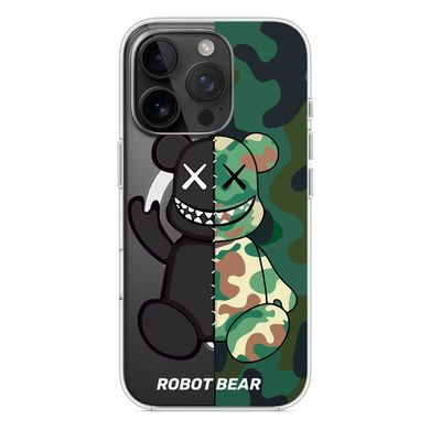 Чехол прозрачный Print Robot Bear with MagSafe для iPhone 16 PRO Green - ash-mobile.com.ua - фото 3