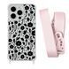 Чехол прозрачный с ремешком Print Flower для iPhone X | XS Floral Black/Pink Sand