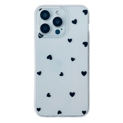 Чехол Transparent Hearts для iPhone 12 PRO MAX Black купить